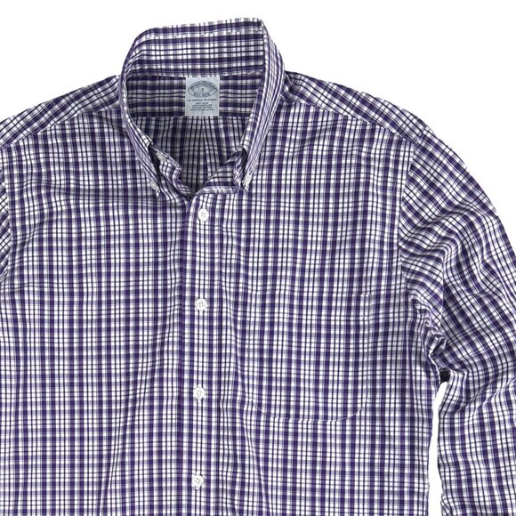 Brooks Brothers Plaid Button Down Shirt Mens S Non-Iron Supima Cotton - Picture 4 of 14